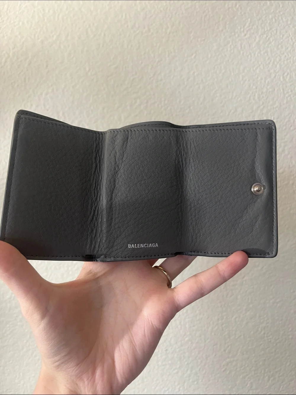 Balenciaga Dark Gray Envelope Leather Tri-Fold Wallet